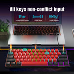 Load image into Gallery viewer, Snpurdiri 60% keyboard front angle showing USB wired connection and backlit keys