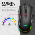 Load image into Gallery viewer, RGB Wired Gaming Mouse 10 Programmable Buttons ambidextrous shape angled front view