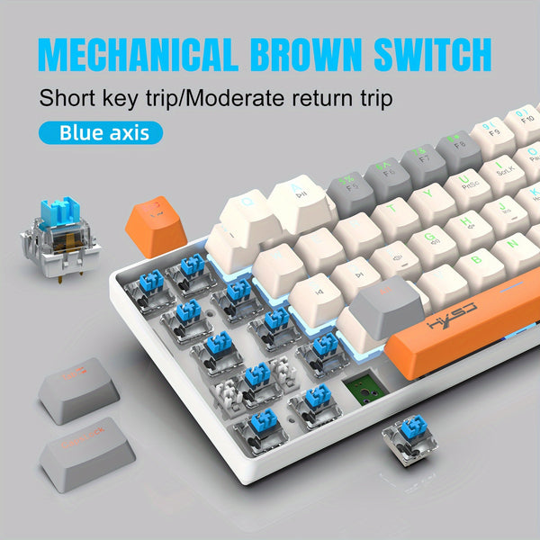 60% mechanical gaming keyboard – rgb backlit portable 63 key mini wired keyboard with blue or red switch