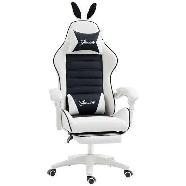 Gaming chair – pu leather swivel with adjustable height armrests and rollers for home and office gaming setups