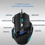 Load image into Gallery viewer, Ambidextrous RGB Gaming Mouse 7 Buttons paired with mechanical keyboard on desk