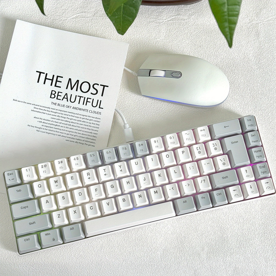 Gaming Keyboard And Mouse Set - 68-Key Membrane Keyboard With RGB Backlight, Quiet Typing