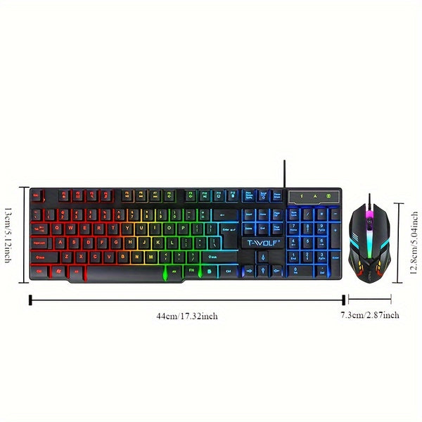 Wired gaming keyboard and mouse set   usb rainbow backlit mechanical keyboard and mouse for pc and consoles