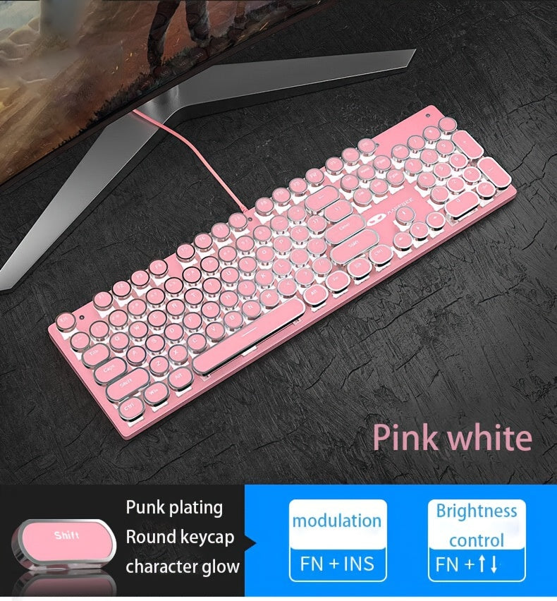 Mechanical Gaming Keyboard – Retro Style MageGee Blue Switches, Led Backlit Keycaps, Wired USB, Windows Compatible