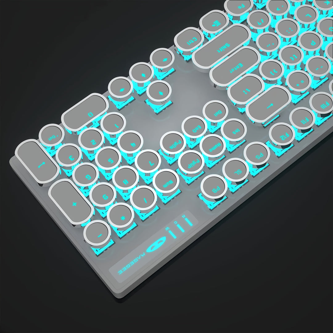 Mechanical Gaming Keyboard – Retro Style MageGee Blue Switches, Led Backlit Keycaps, Wired USB, Windows Compatible
