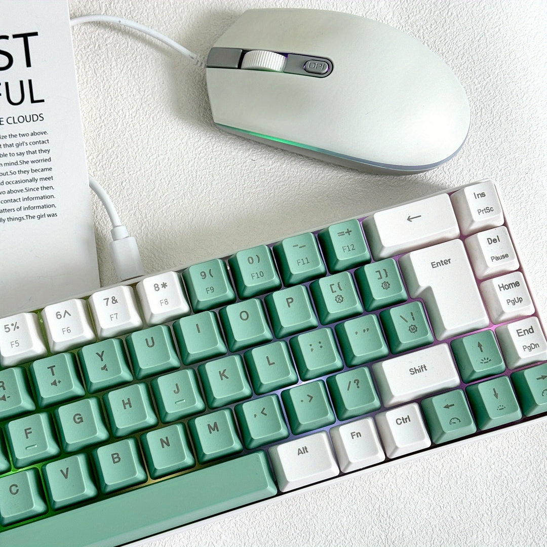 Gaming Keyboard And Mouse Set - 68-Key Membrane Keyboard With RGB Backlight, Quiet Typing