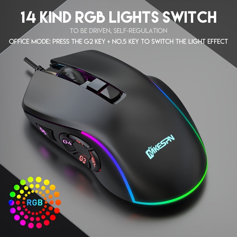RGB Wired Gaming Mouse, 10 Programmable Buttons - photo 4