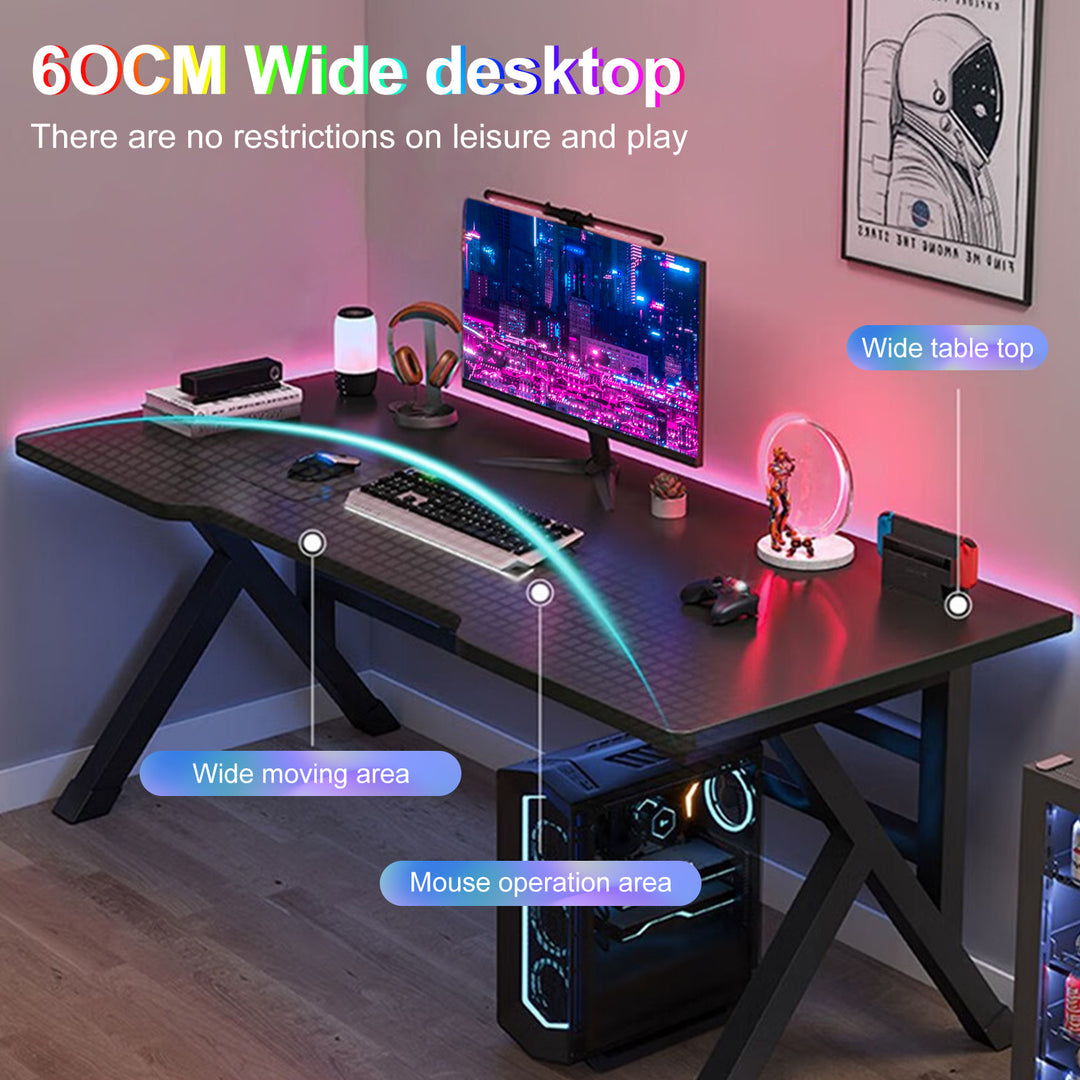 Gaming Desk - 39.37 X 23.62 X 29.53 Inches Ergonomic Computer Desk With X Shaped Steel Legs