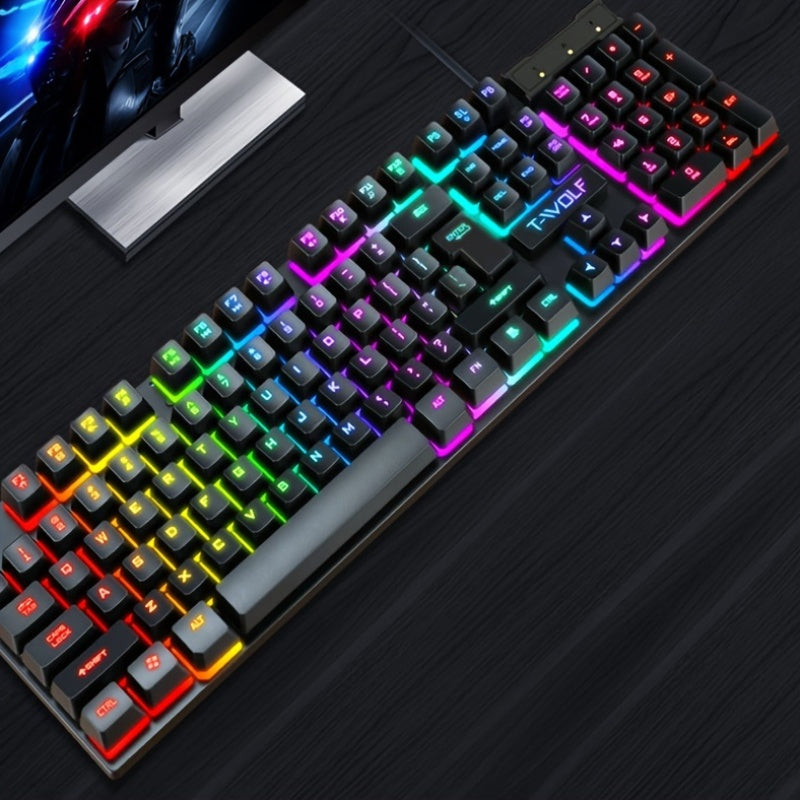 Wired Gaming Keyboard And Mouse Set - USB Rainbow Backlit Mechanical Keyboard And Mouse For PC And Consoles