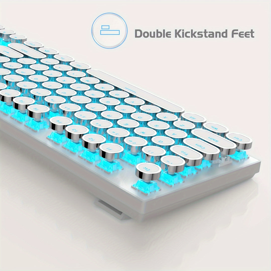 Mechanical Gaming Keyboard – Retro Style MageGee Blue Switches, Led Backlit Keycaps, Wired USB, Windows Compatible