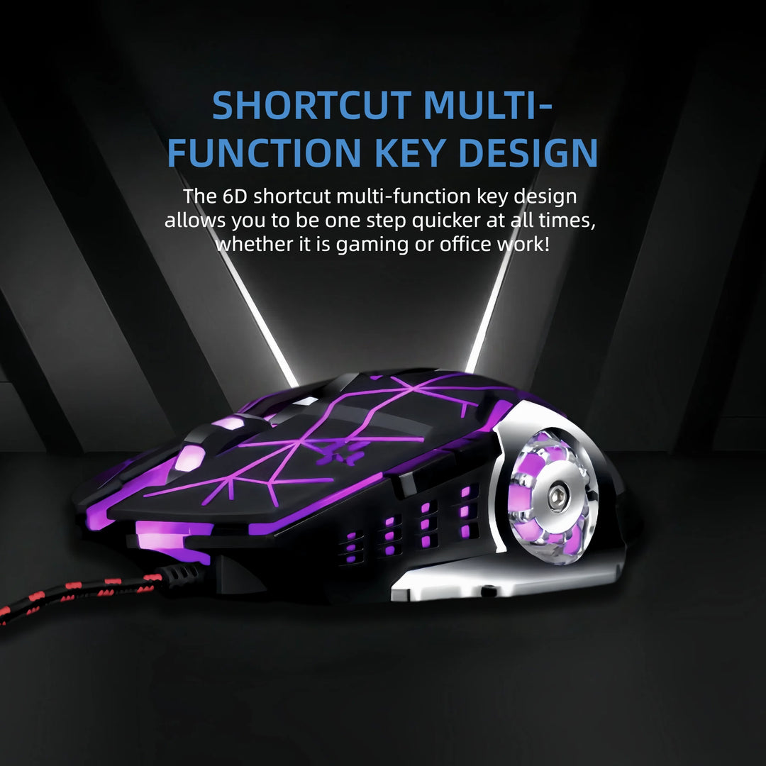 Ambidextrous RGB Gaming Mouse 7 Buttons bottom with sensor and skates