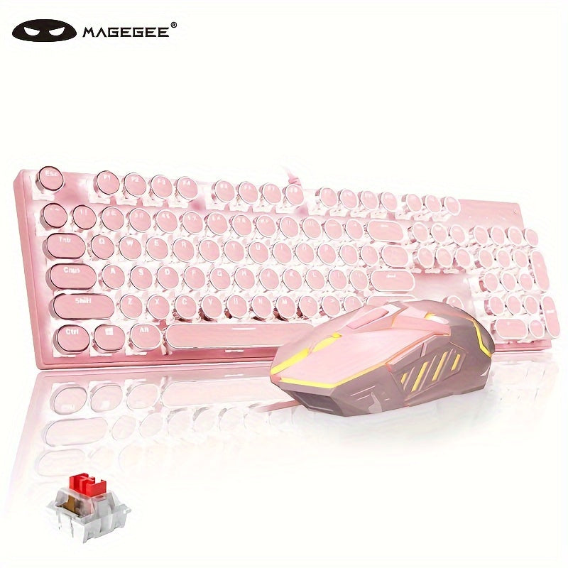 Mechanical Gaming Keyboard – Retro Style MageGee Blue Switches, Led Backlit Keycaps, Wired USB, Windows Compatible