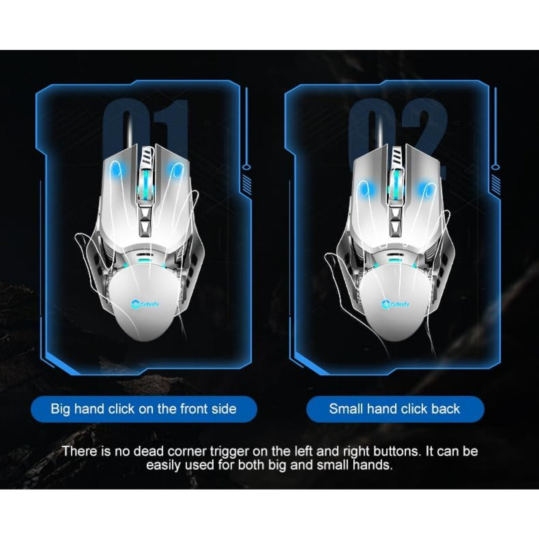 RGB Wired Gaming Mouse – 6400 DPI Optical, Ergonomic, Silent 7 Keys, 4-Color RGB Breathing Lights