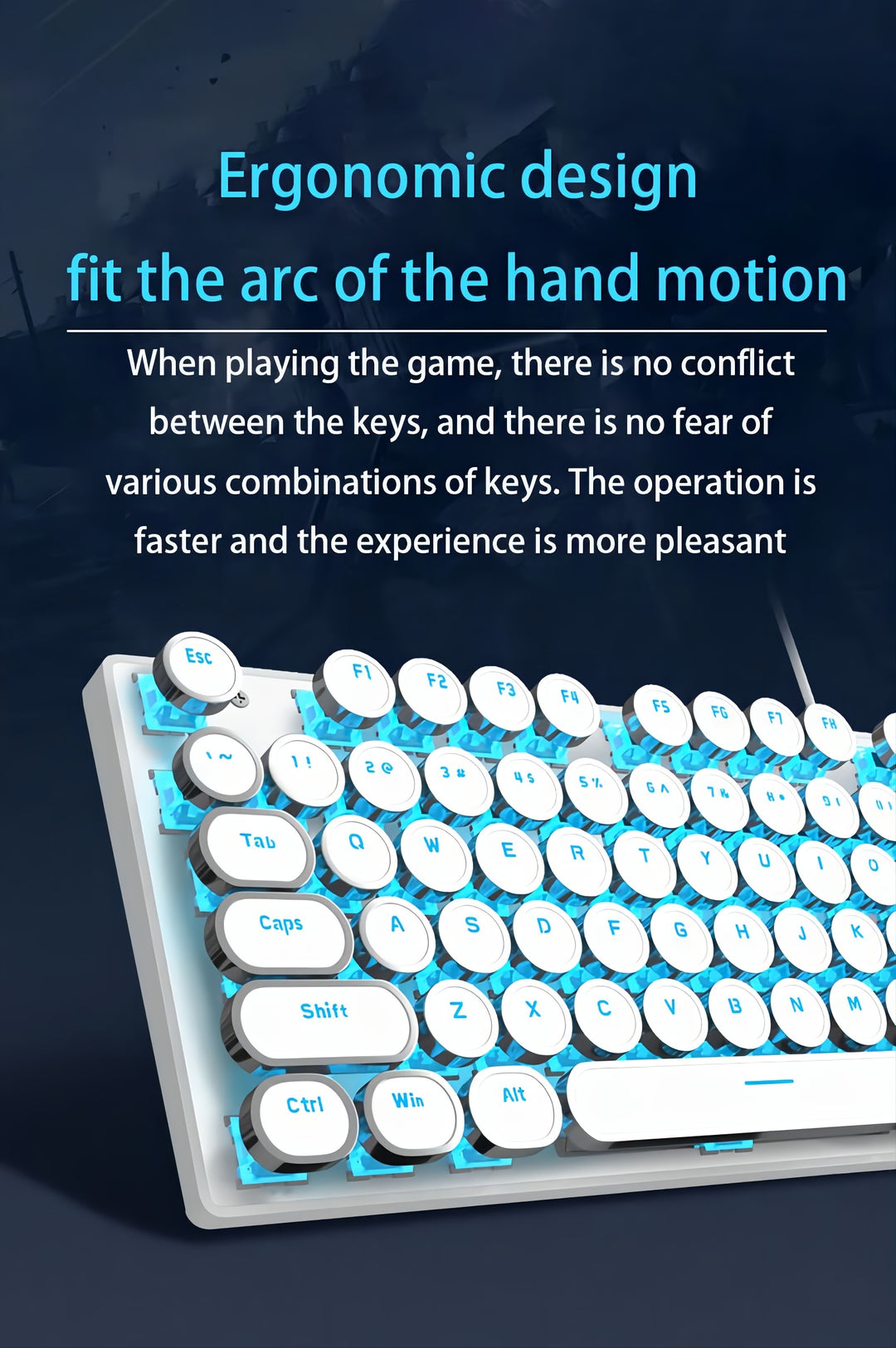 Mechanical Gaming Keyboard – Retro Style MageGee Blue Switches, Led Backlit Keycaps, Wired USB, Windows Compatible