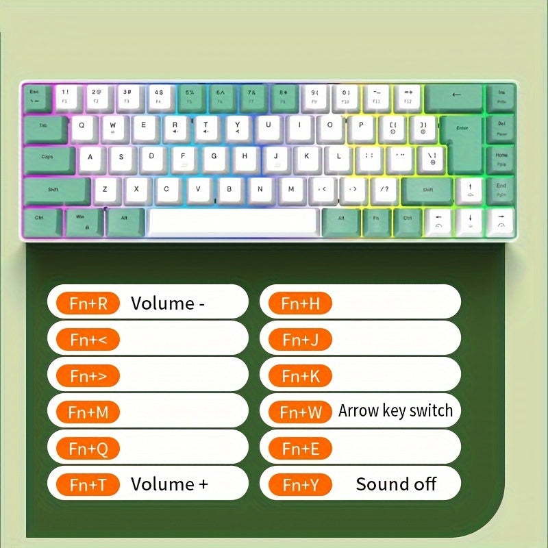Gaming Keyboard And Mouse Set - 68-Key Membrane Keyboard With RGB Backlight, Quiet Typing