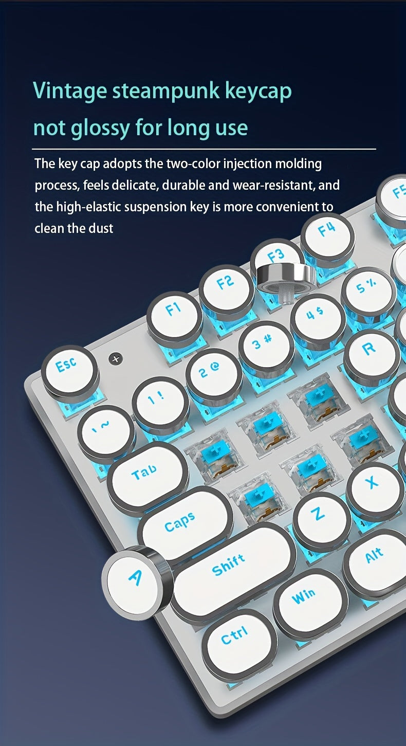 Mechanical Gaming Keyboard – Retro Style MageGee Blue Switches, Led Backlit Keycaps, Wired USB, Windows Compatible