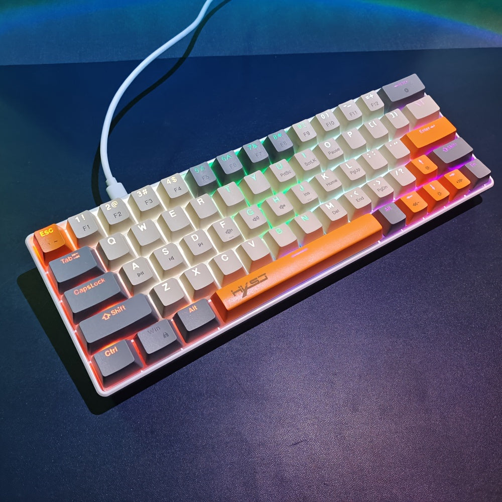 60% Mechanical Gaming Keyboard – RGB Backlit Portable 63-Key Mini Wired Keyboard With Blue Or Red Switch