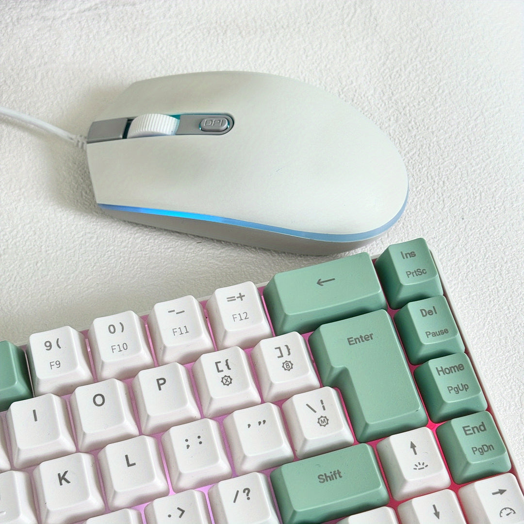 Gaming Keyboard And Mouse Set - 68-Key Membrane Keyboard With RGB Backlight, Quiet Typing