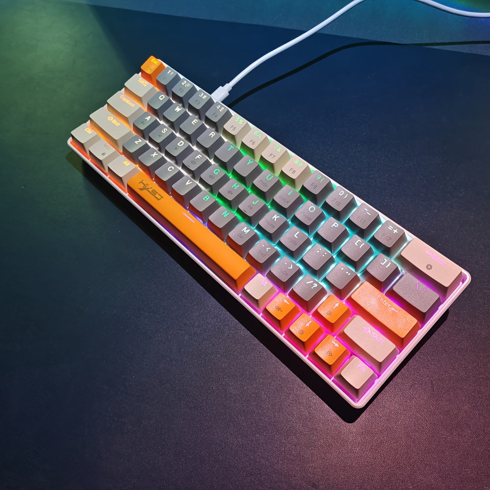 60% Mechanical Gaming Keyboard – RGB Backlit Portable 63-Key Mini Wired Keyboard With Blue Or Red Switch