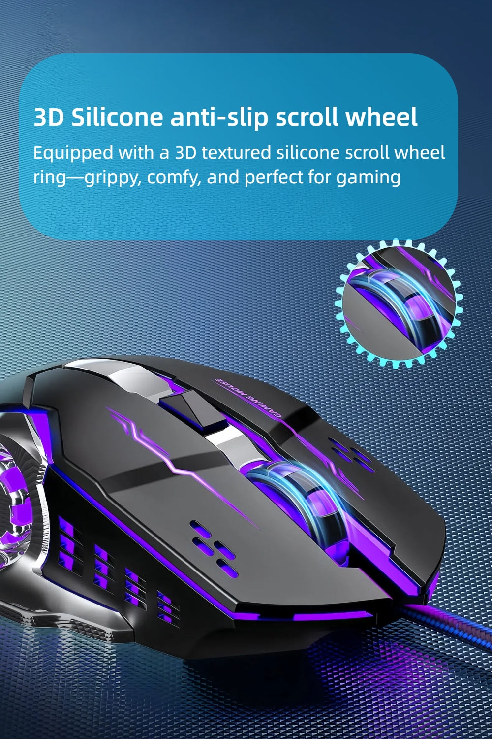 Ambidextrous RGB Gaming Mouse 7 Buttons honeycomb shell detail macro shot