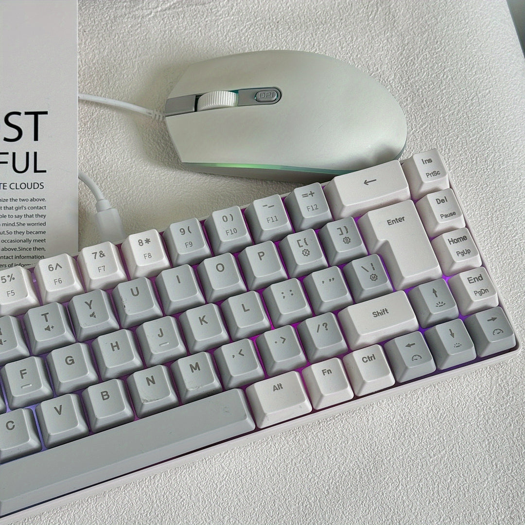 Gaming Keyboard And Mouse Set - 68-Key Membrane Keyboard With RGB Backlight, Quiet Typing