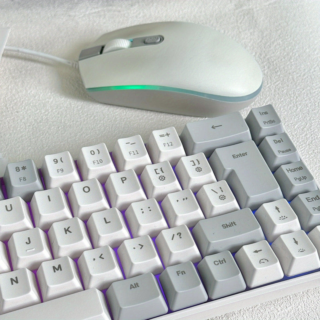 Gaming Keyboard And Mouse Set - 68-Key Membrane Keyboard With RGB Backlight, Quiet Typing