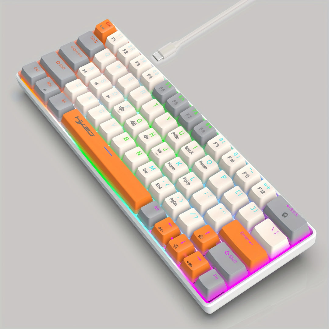 60% Mechanical Gaming Keyboard – RGB Backlit Portable 63-Key Mini Wired Keyboard With Blue Or Red Switch