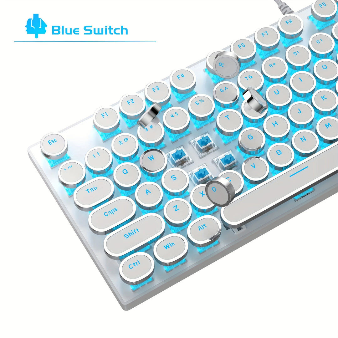 Mechanical Gaming Keyboard – Retro Style MageGee Blue Switches, Led Backlit Keycaps, Wired USB, Windows Compatible