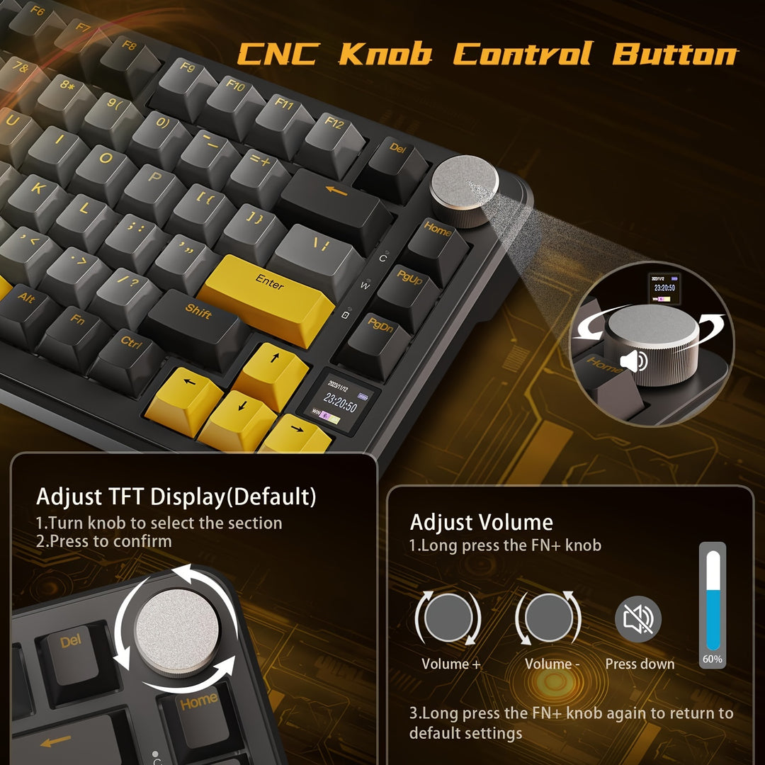 Wireless Mechanical Keyboard - X85PRO TKL 82 Keys With Bluetooth 5.0, 2.4GHz, USB-C, Hot Swappable, Gasket, RGB Backlit