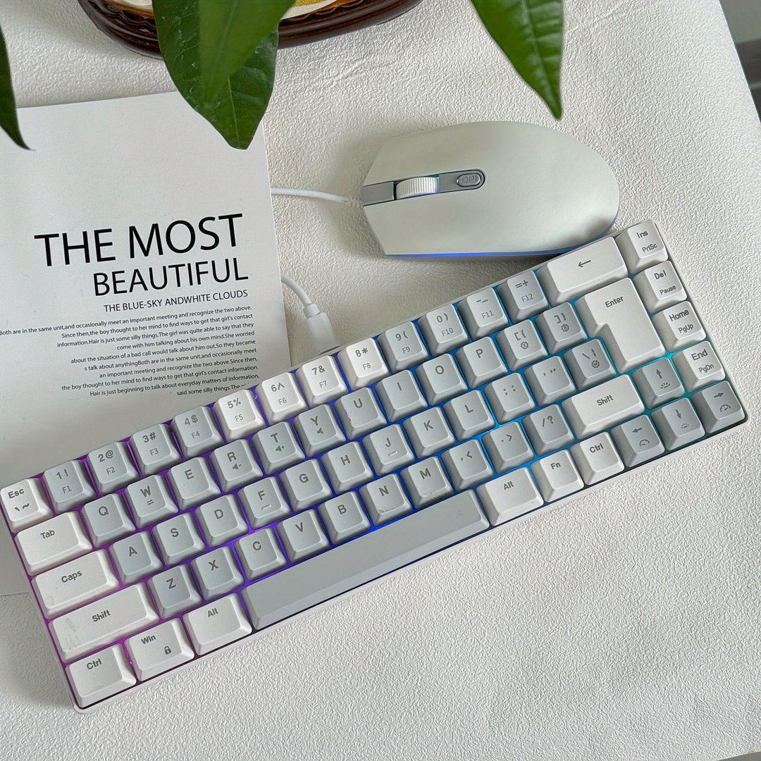 Gaming Keyboard And Mouse Set - 68-Key Membrane Keyboard With RGB Backlight, Quiet Typing