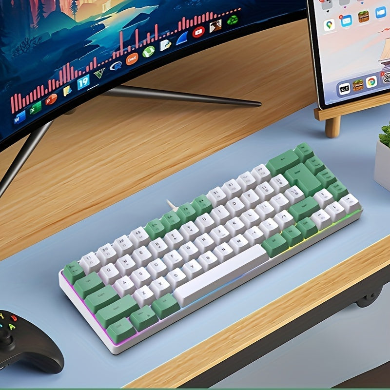 Gaming Keyboard And Mouse Set - 68-Key Membrane Keyboard With RGB Backlight, Quiet Typing