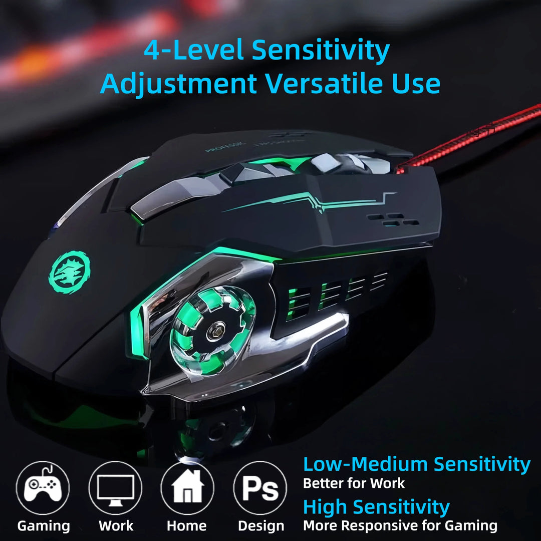 Ambidextrous RGB Gaming Mouse 7 Buttons right side profile