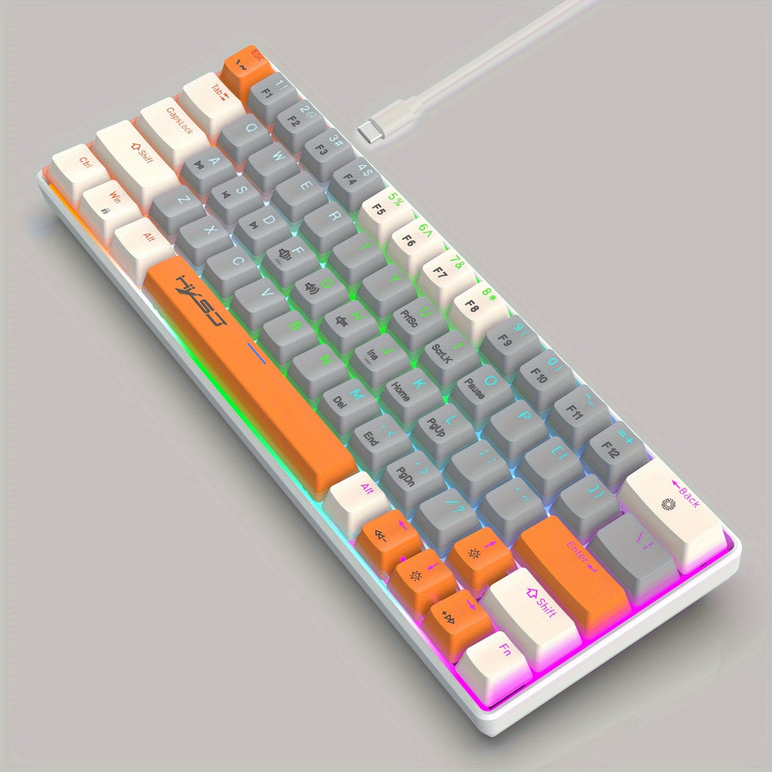 60% Mechanical Gaming Keyboard – RGB Backlit Portable 63-Key Mini Wired Keyboard With Blue Or Red Switch