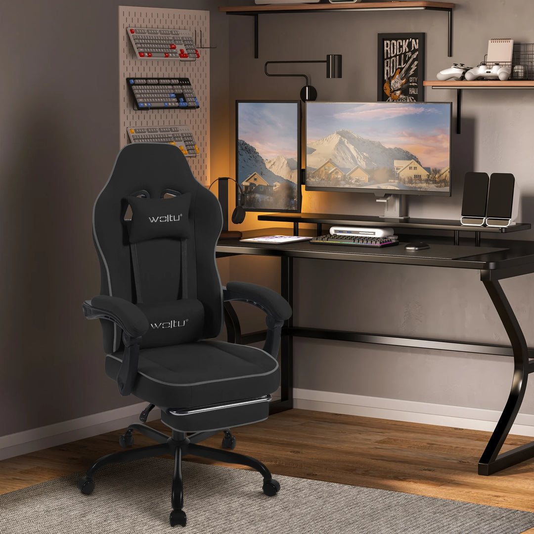 Ergonomic Gaming Chair 360 Swivel With Lumbar Cushion And Footrest For Office And PC