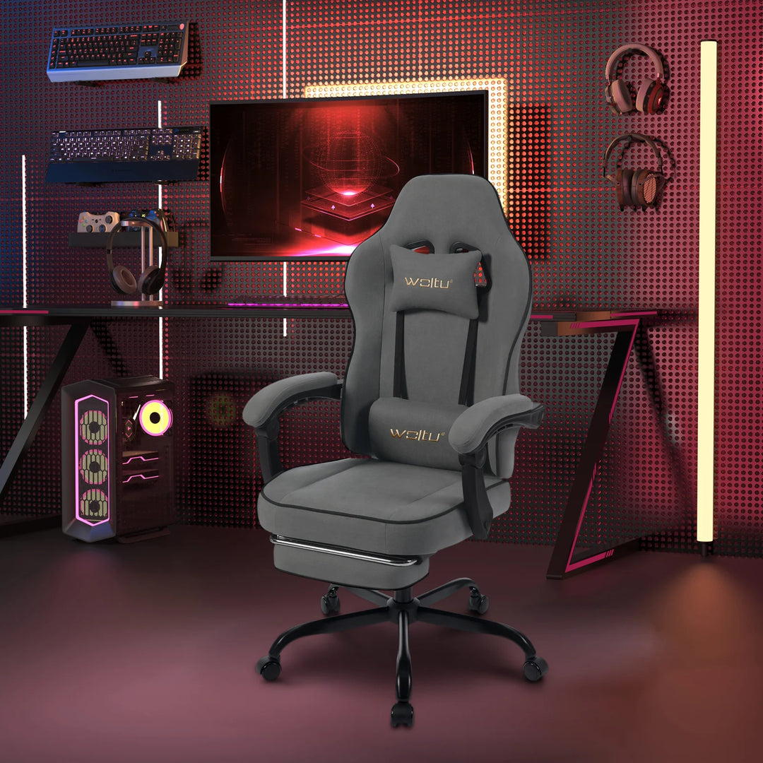 Ergonomic Gaming Chair 360 Swivel With Lumbar Cushion And Footrest For Office And PC