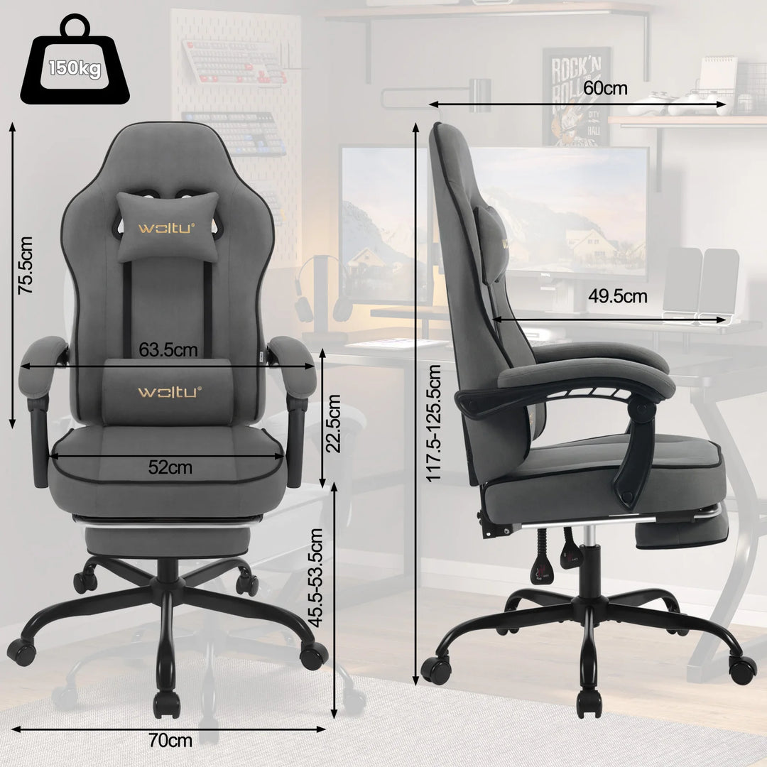 Ergonomic Gaming Chair 360 Swivel With Lumbar Cushion And Footrest For Office And PC