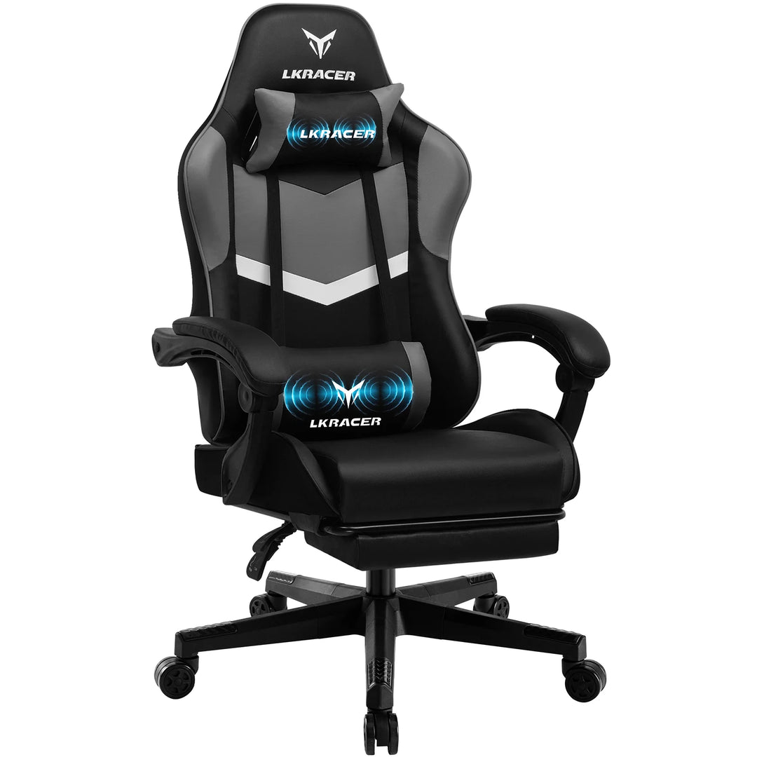 Gaming Chair - Ergonomic Massage With Lumbar Support And Height Adjustable Back, Premium Comfort