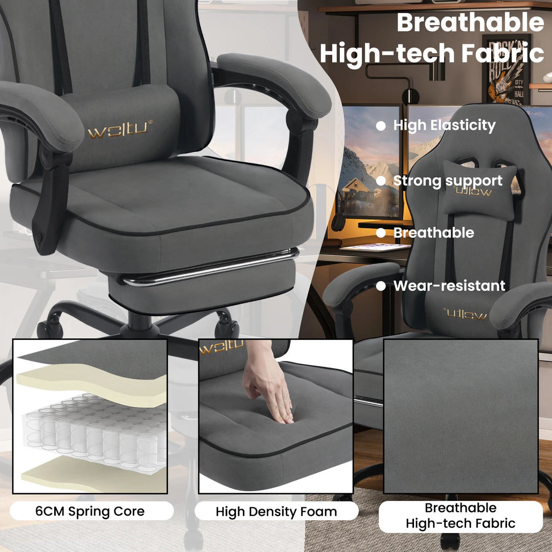 Ergonomic Gaming Chair 360 Swivel With Lumbar Cushion And Footrest For Office And PC