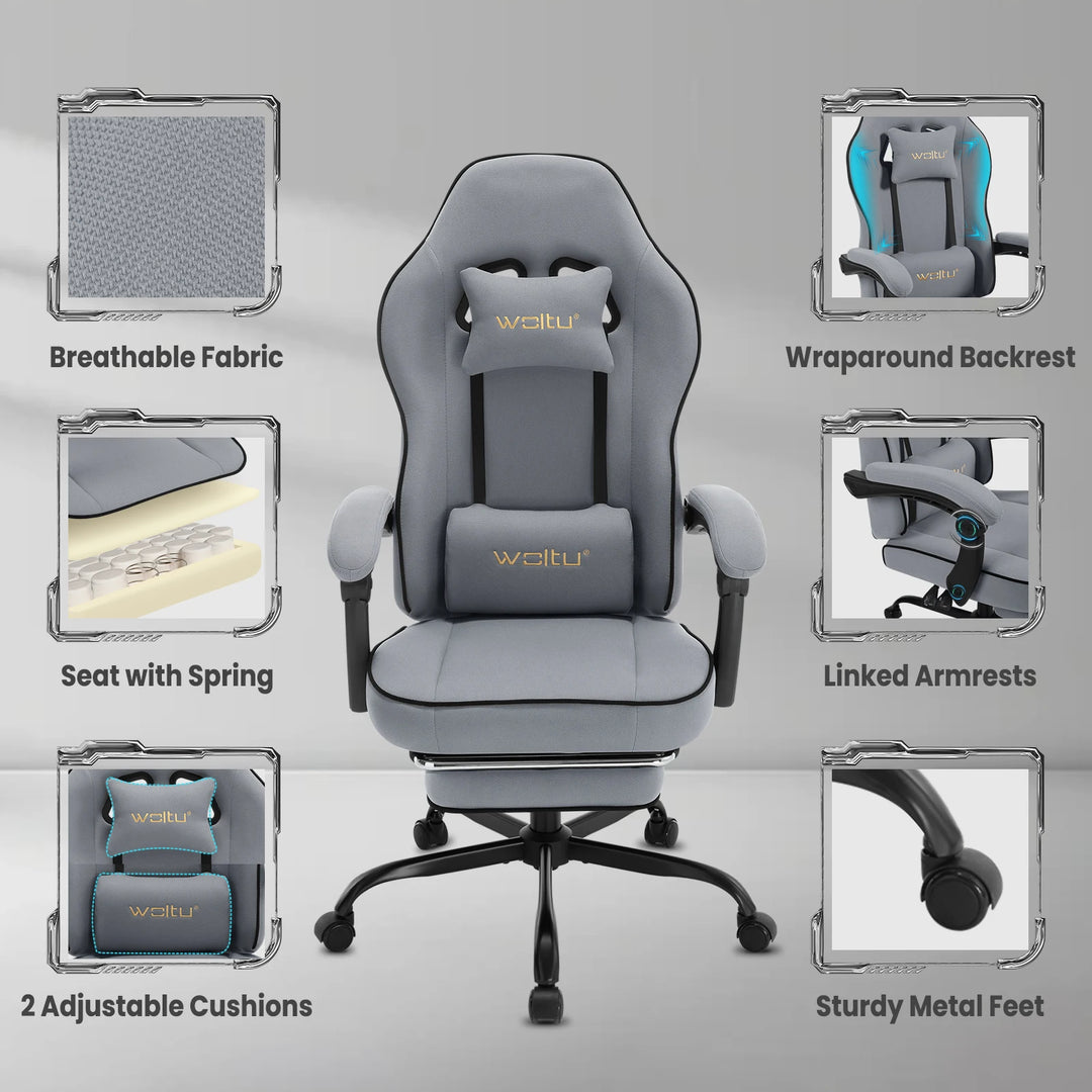 Ergonomic Gaming Chair 360 Swivel With Lumbar Cushion And Footrest For Office And PC