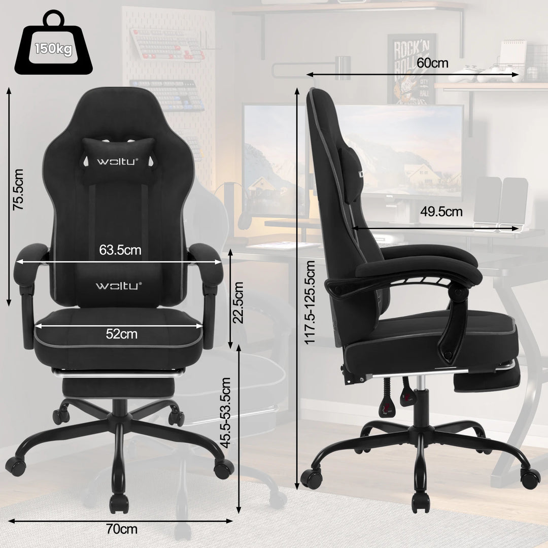 Ergonomic Gaming Chair 360 Swivel With Lumbar Cushion And Footrest For Office And PC