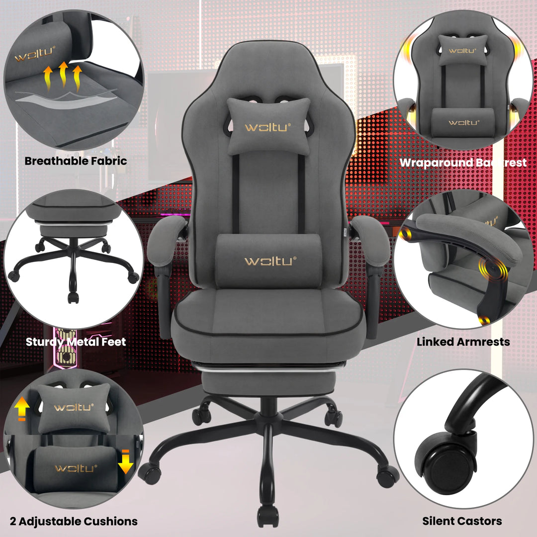 Ergonomic Gaming Chair 360 Swivel With Lumbar Cushion And Footrest For Office And PC