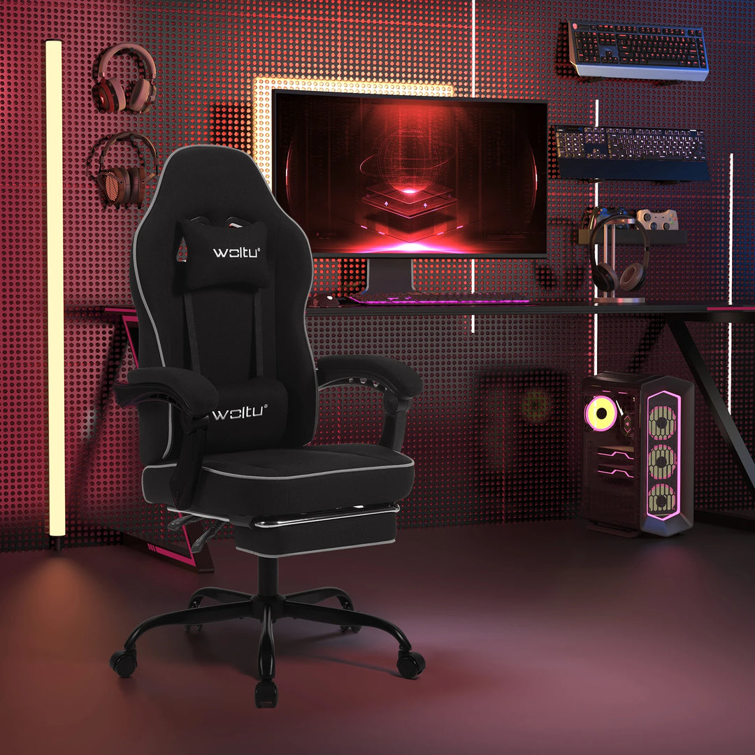 Ergonomic Gaming Chair 360 Swivel With Lumbar Cushion And Footrest For Office And PC