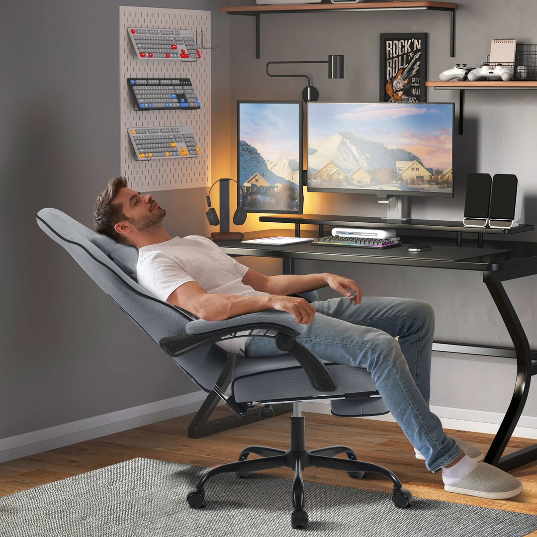 Ergonomic Gaming Chair 360 Swivel With Lumbar Cushion And Footrest For Office And PC