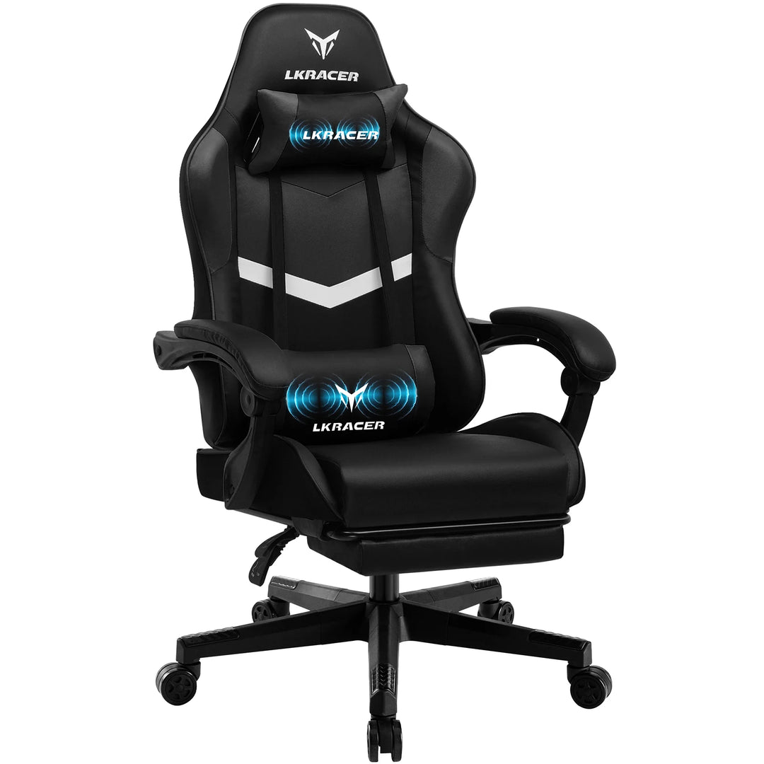Gaming Chair - Ergonomic Massage With Lumbar Support And Height Adjustable Back, Premium Comfort
