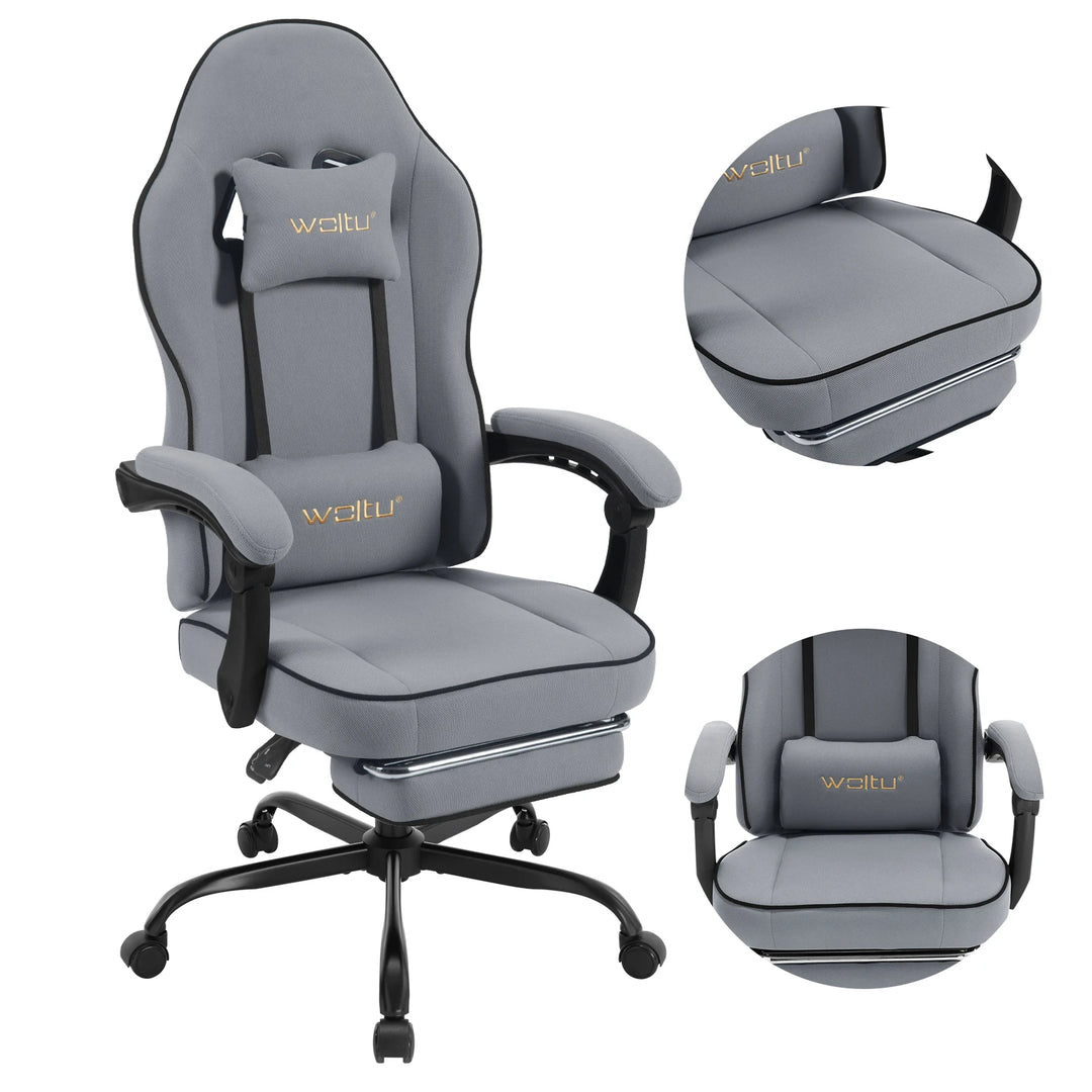Ergonomic Gaming Chair 360 Swivel With Lumbar Cushion And Footrest For Office And PC