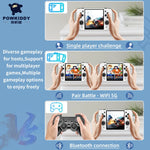 Load image into Gallery viewer, Dual-Player Handheld Console with 4-Inch Screen held in two hands during gameplay
