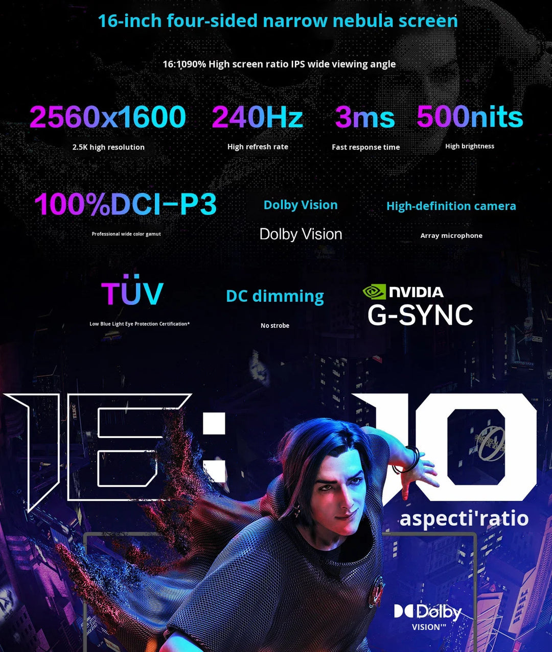 Gaming Laptop Nebula 2.5K Display RTX 4060 240Hz 16 Inch For Immersive RGB Setups