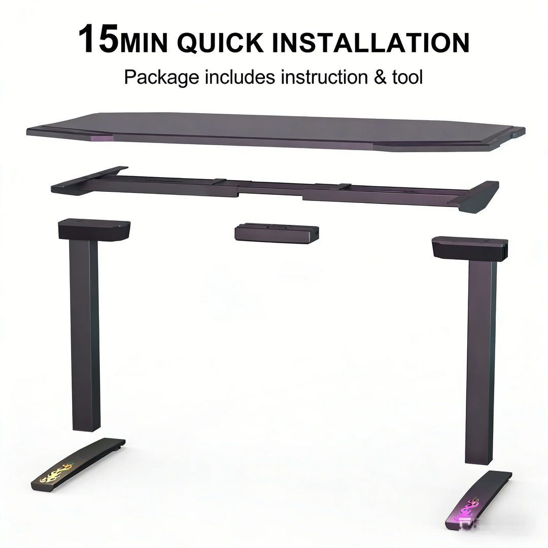 Standing Desk 55 X 28 Inch Dual Motor Height Adjustable For Gaming And Office With Alloy Steel Frame