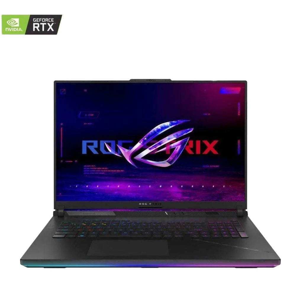 ROG Strix G16 Gaming Laptop lid closed showing ROG logo and rear exhaust vents