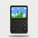 Load image into Gallery viewer, R36S retro handheld games console in black, front view with 3.5 inch IPS screen
